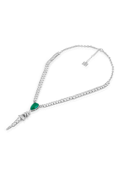 Isharya Emerald Princess Lariat In Rhodium Plating indian designer wear online shopping melange singapore