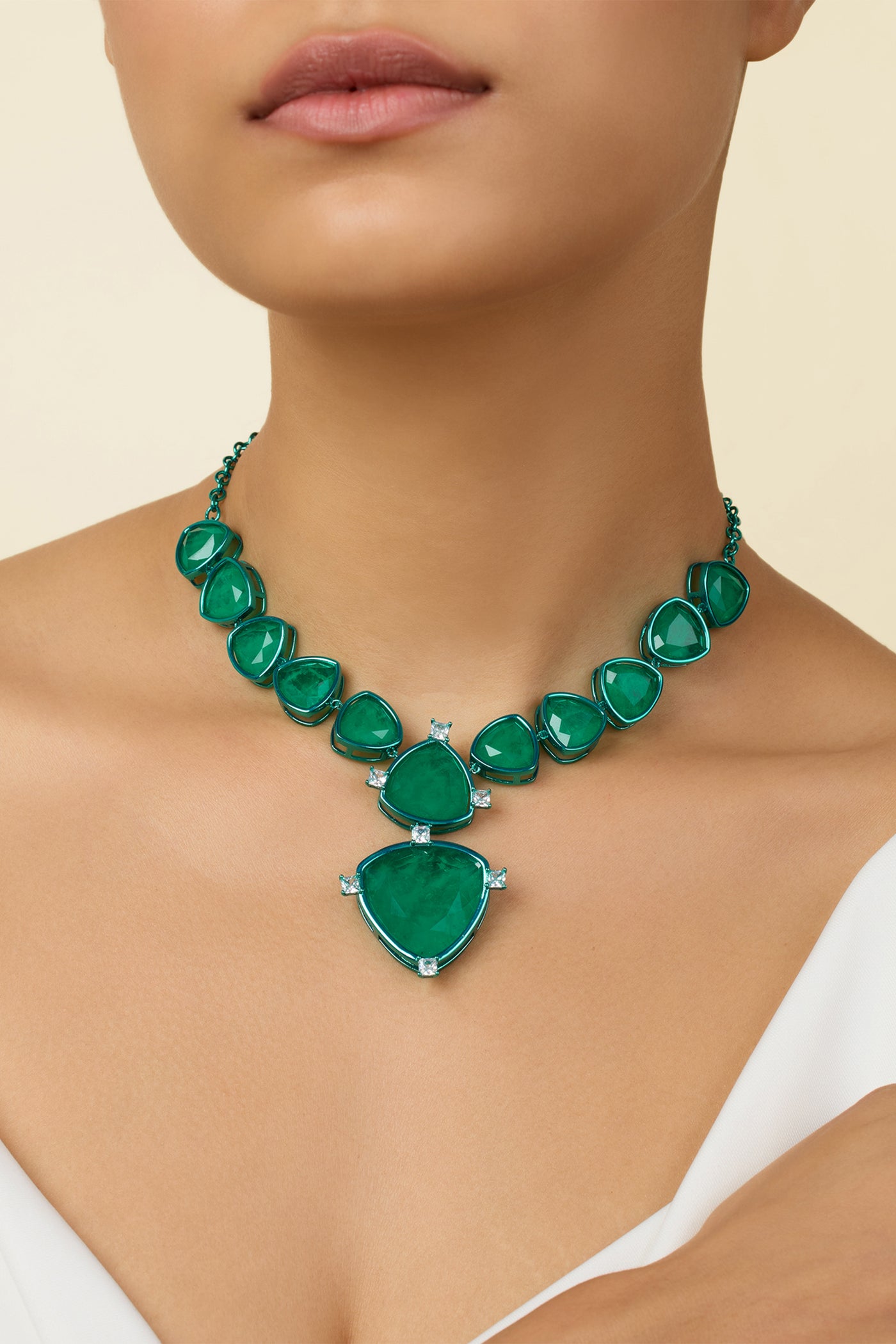 Isharya Emerald Regale Collar Necklace indian designer wear online shopping melange singapore