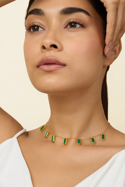 Isharya Emerald Stationed Choker indian designer wear online shopping melange singapore