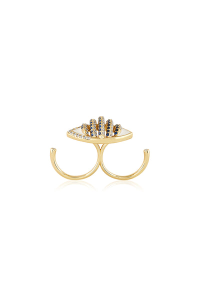 Isharya Eyelet Party Two-Finger Ring 18Kt Gold Plated indian designer wear online shopping melange singapore