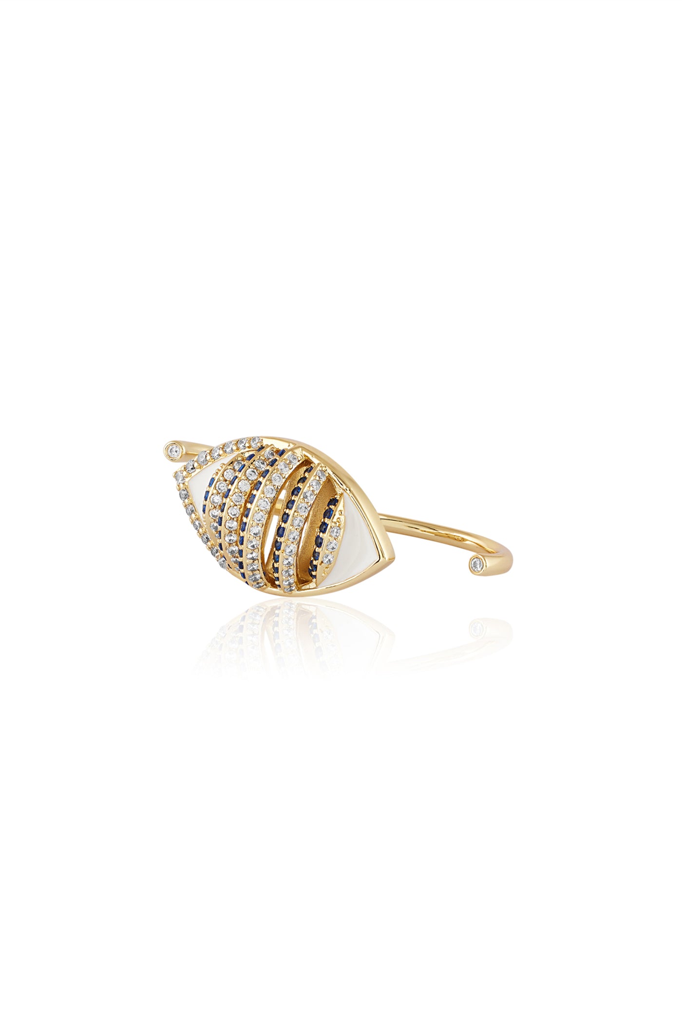 Isharya Eyelet Party Two-Finger Ring 18Kt Gold Plated indian designer wear online shopping melange singapore