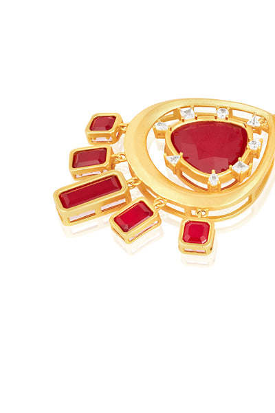 Isharya Fiery Festive Ruby Danglers indian designer wear online shopping melange singapore