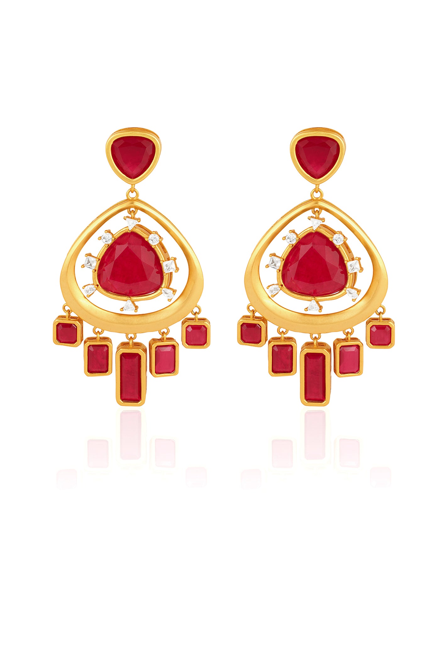 Isharya Fiery Festive Ruby Danglers indian designer wear online shopping melange singapore