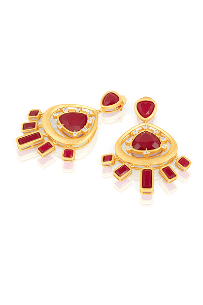 Isharya Fiery Festive Ruby Danglers indian designer wear online shopping melange singapore