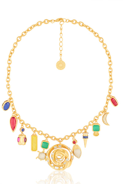 Isharya Gemstones Charm Necklace indian designer wear online shopping melange singapore
