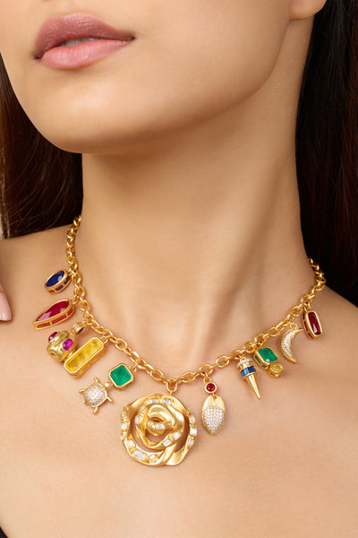 Isharya Gemstones Charm Necklace indian designer wear online shopping melange singapore
