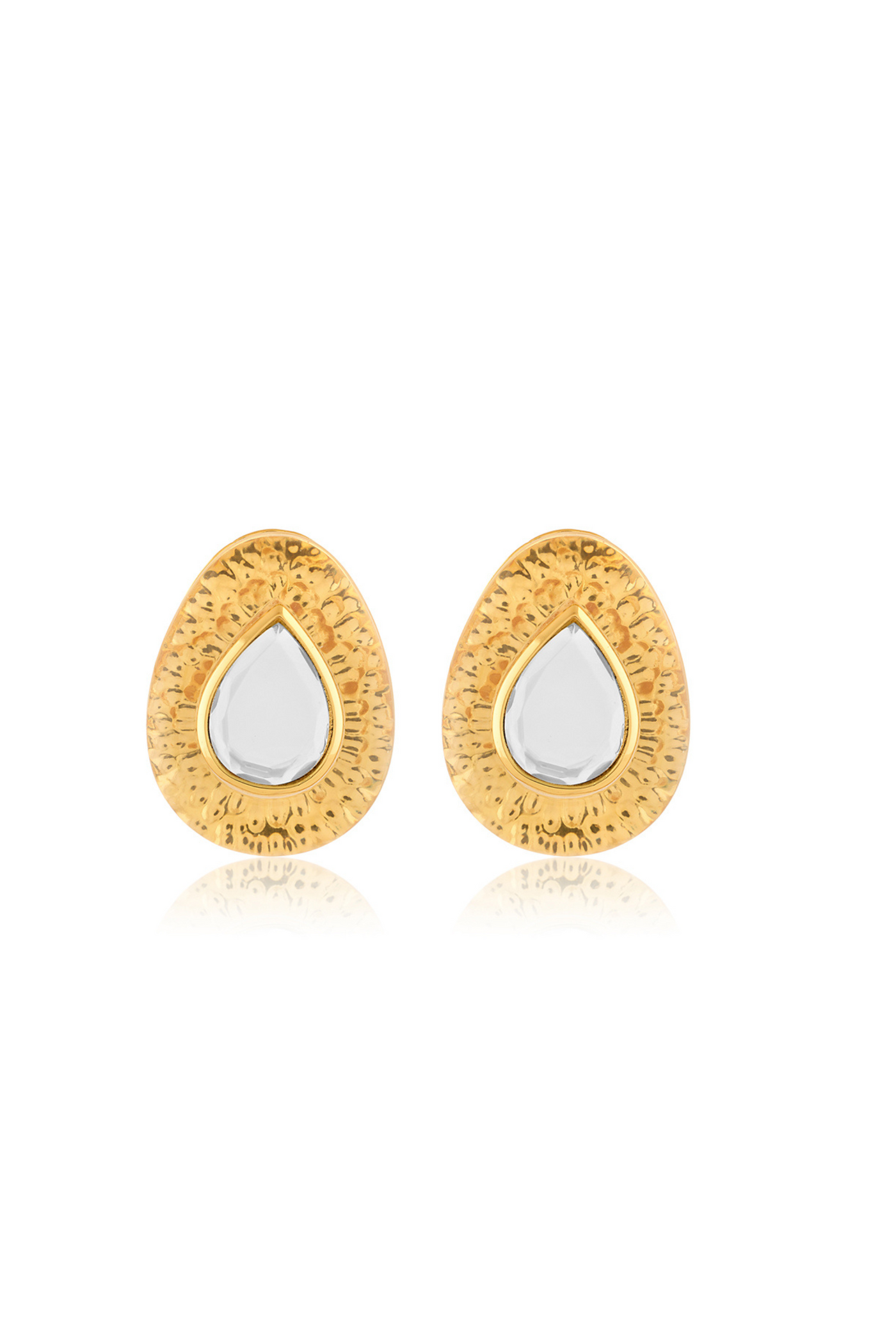 Gold Mirror Boondein Studs In 18Kt Gold Plated