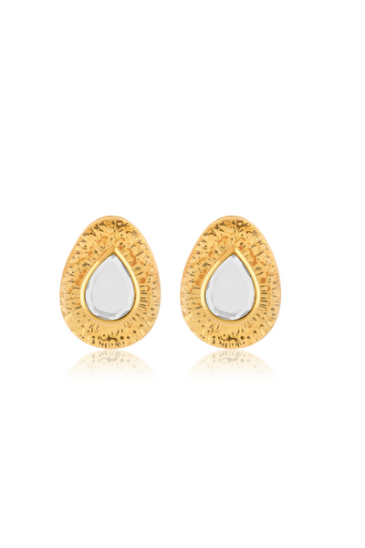 Gold Mirror Boondein Studs In 18Kt Gold Plated