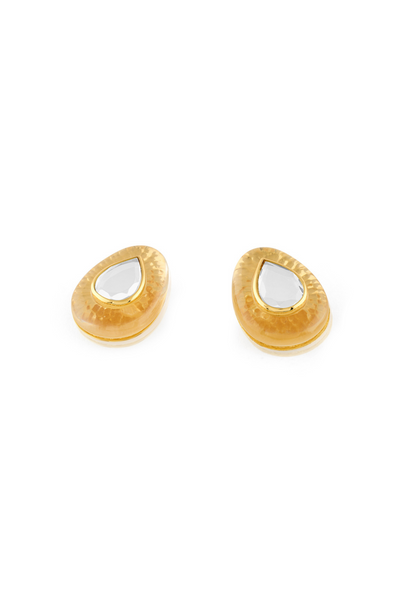 Gold Mirror Boondein Studs In 18Kt Gold Plated