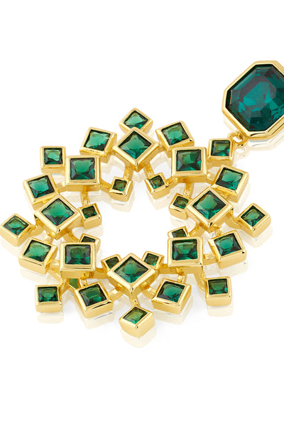 Isharya Green Cosmic Flair Earrings In 18Kt Gold Plated indian designer wear online shopping melange singapore
