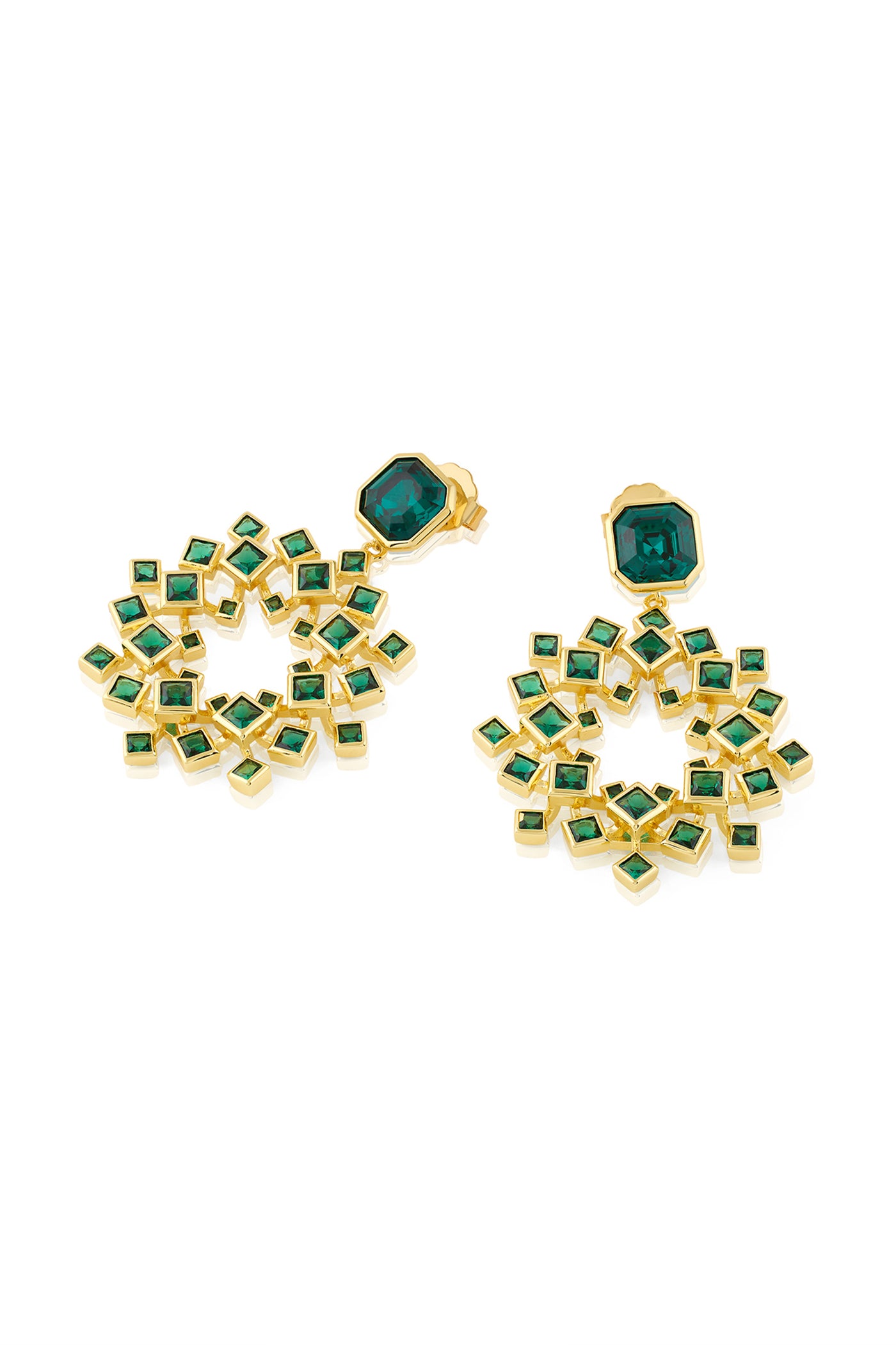 Isharya Green Cosmic Flair Earrings In 18Kt Gold Plated indian designer wear online shopping melange singapore
