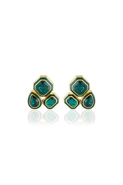 Isharya Green Crystal Galaxy Earrings In 18Kt Gold Plated indian designer wear online shopping melange singapore