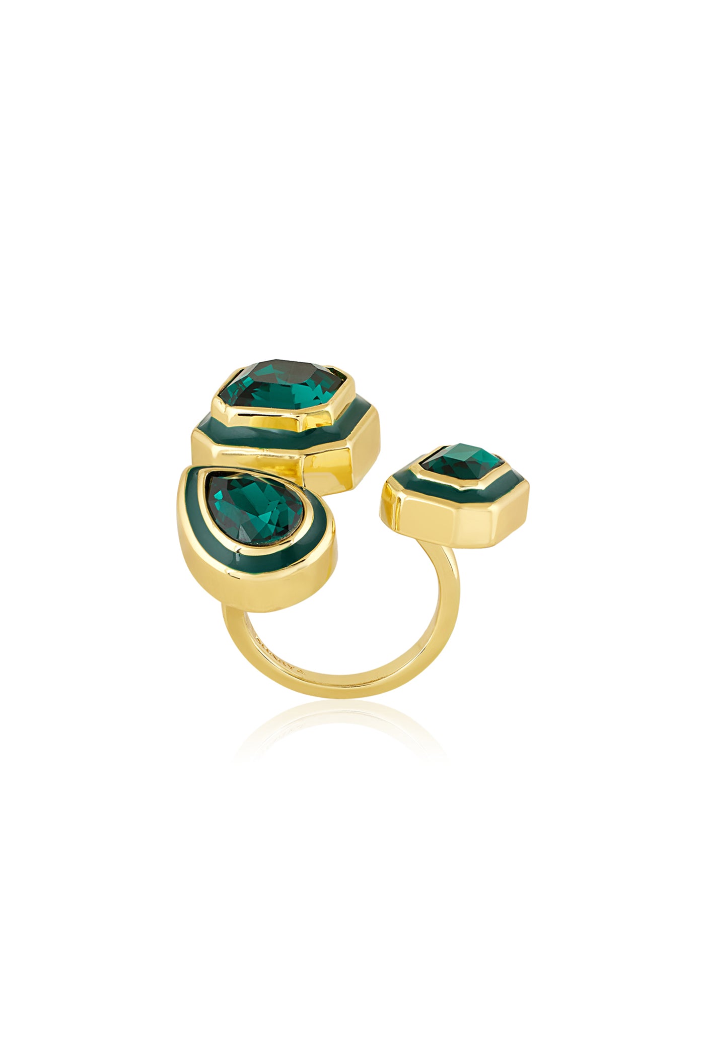 Isharya Green Crystal Galaxy Ring In 18Kt Gold Plated indian designer wear online shopping melange singapore