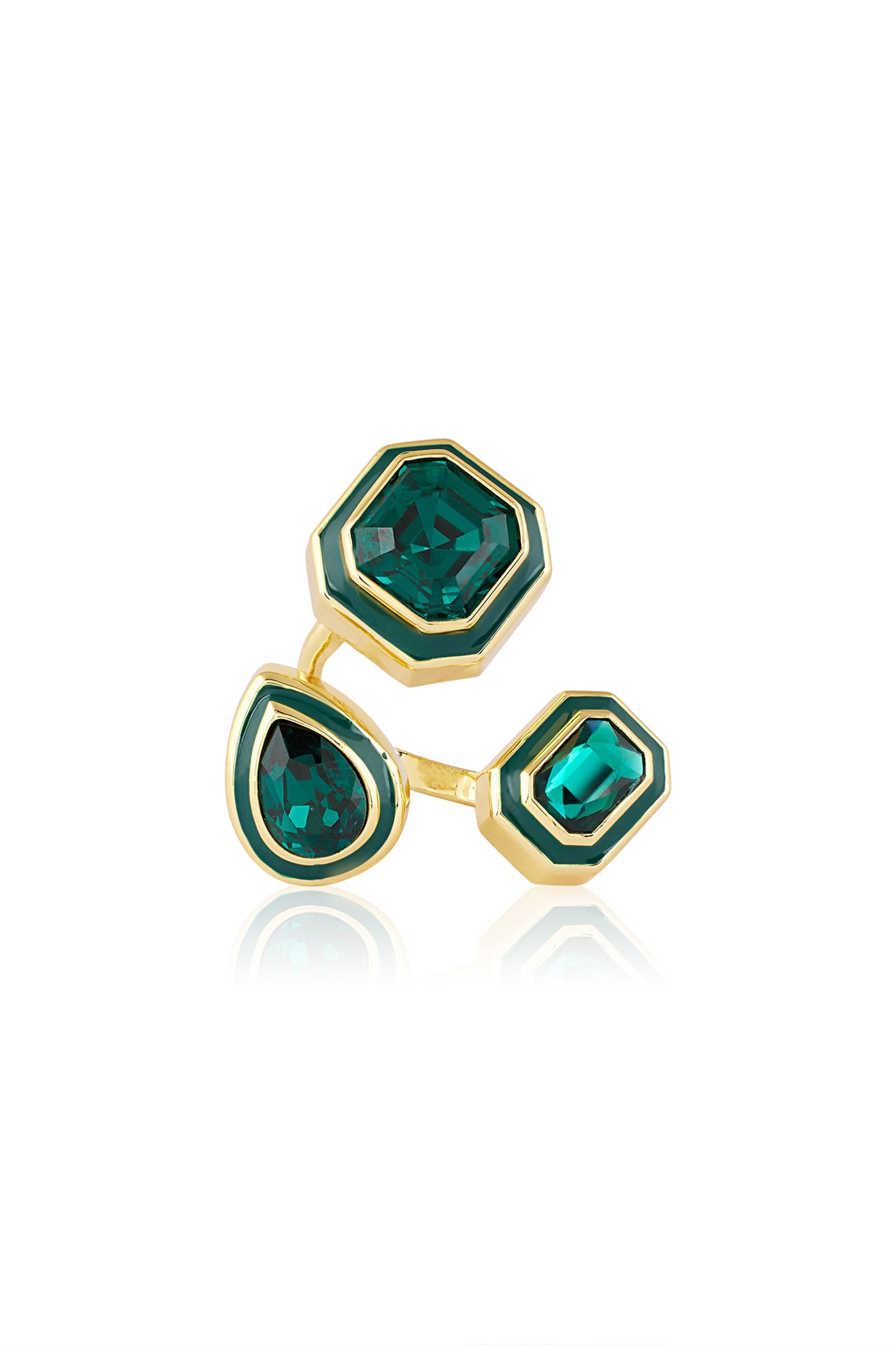 Isharya Green Crystal Galaxy Ring In 18Kt Gold Plated indian designer wear online shopping melange singapore