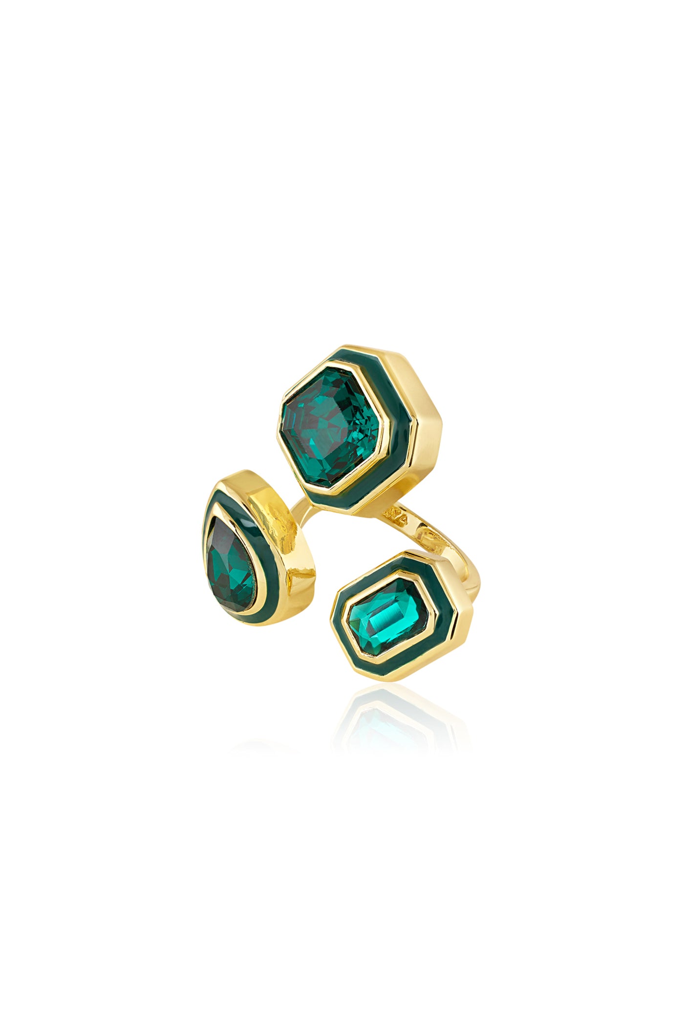 Isharya Green Crystal Galaxy Ring In 18Kt Gold Plated indian designer wear online shopping melange singapore