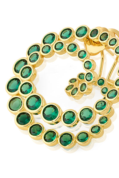 Isharya Green Galaxy Spiral Statement Earrings In 18Kt Gold Plated indian designer wear online shopping melange singapore