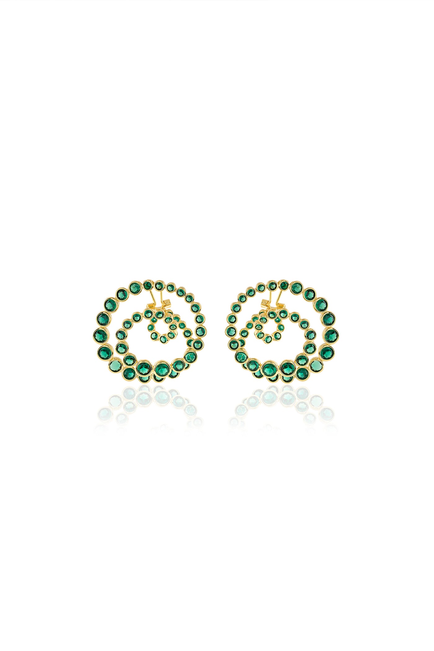 Isharya Green Galaxy Spiral Statement Earrings In 18Kt Gold Plated indian designer wear online shopping melange singapore