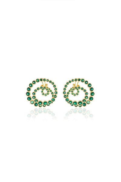 Isharya Green Galaxy Spiral Statement Earrings In 18Kt Gold Plated indian designer wear online shopping melange singapore