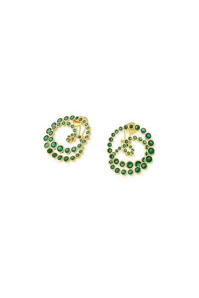 Isharya Green Galaxy Spiral Statement Earrings In 18Kt Gold Plated indian designer wear online shopping melange singapore