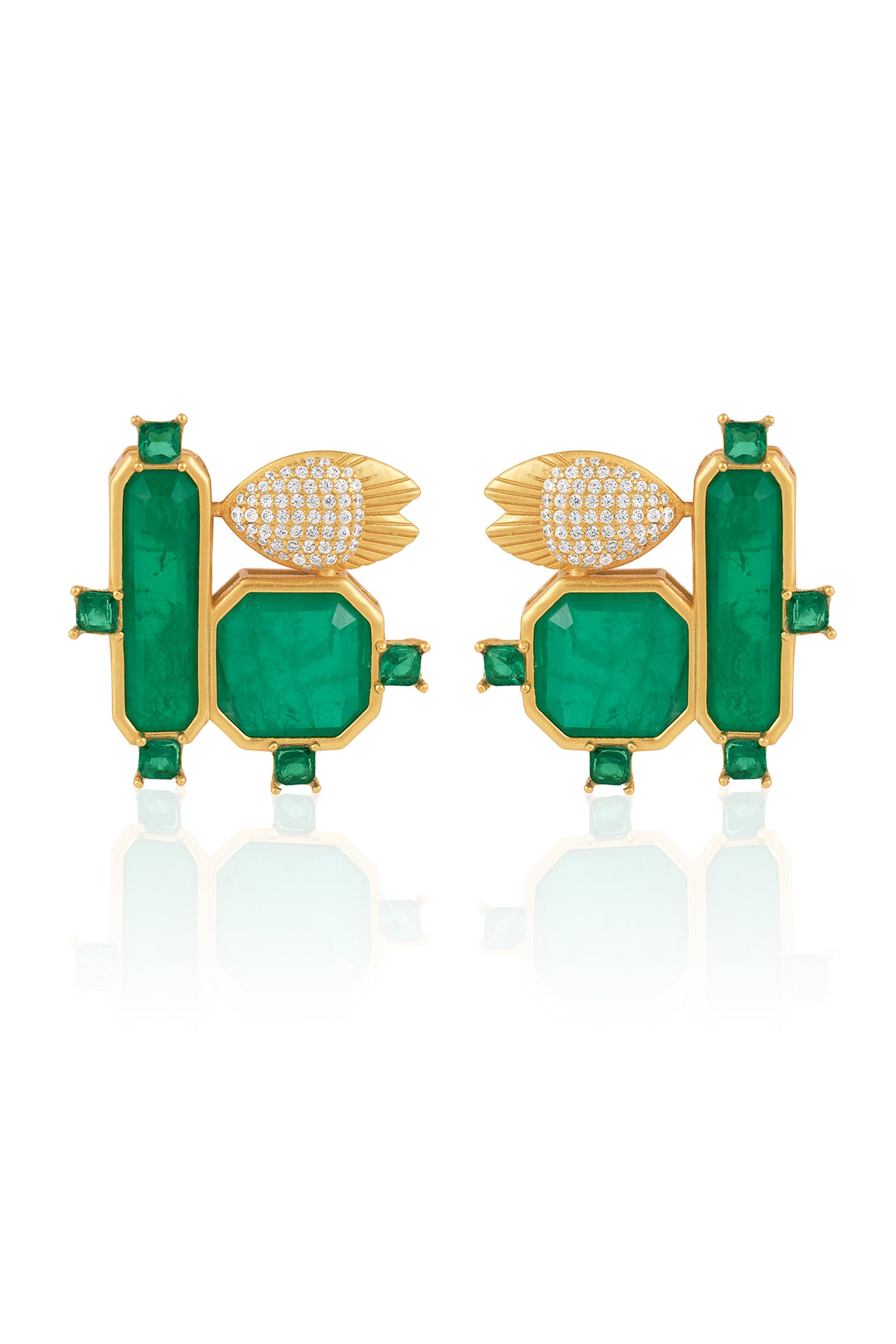 Isharya Green With Joy Studs indian designer wear online shopping melange singapore
