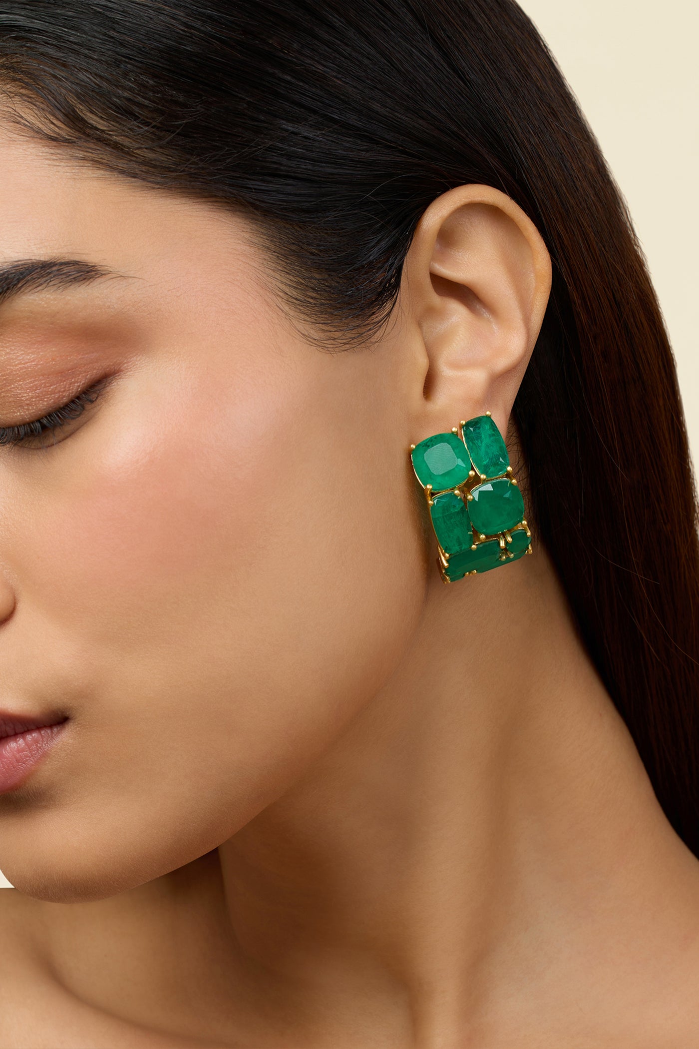 Isharya Heaps Of Emerald Hoops indian designer wear online shopping melange singapore