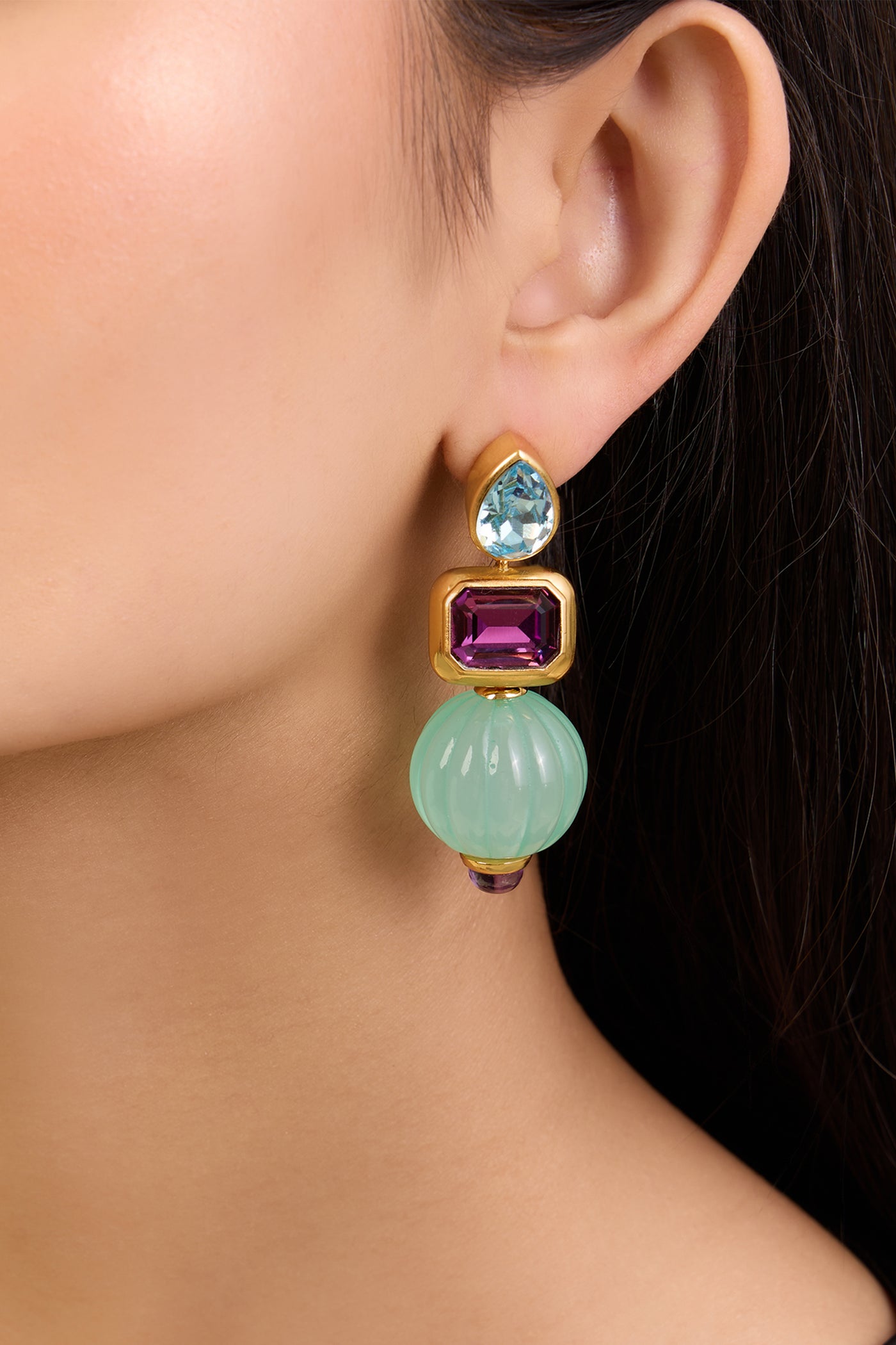 Isharya Hidden Gems Earrings In 18kt Gold Plated indian designer wear online shopping melange singapore