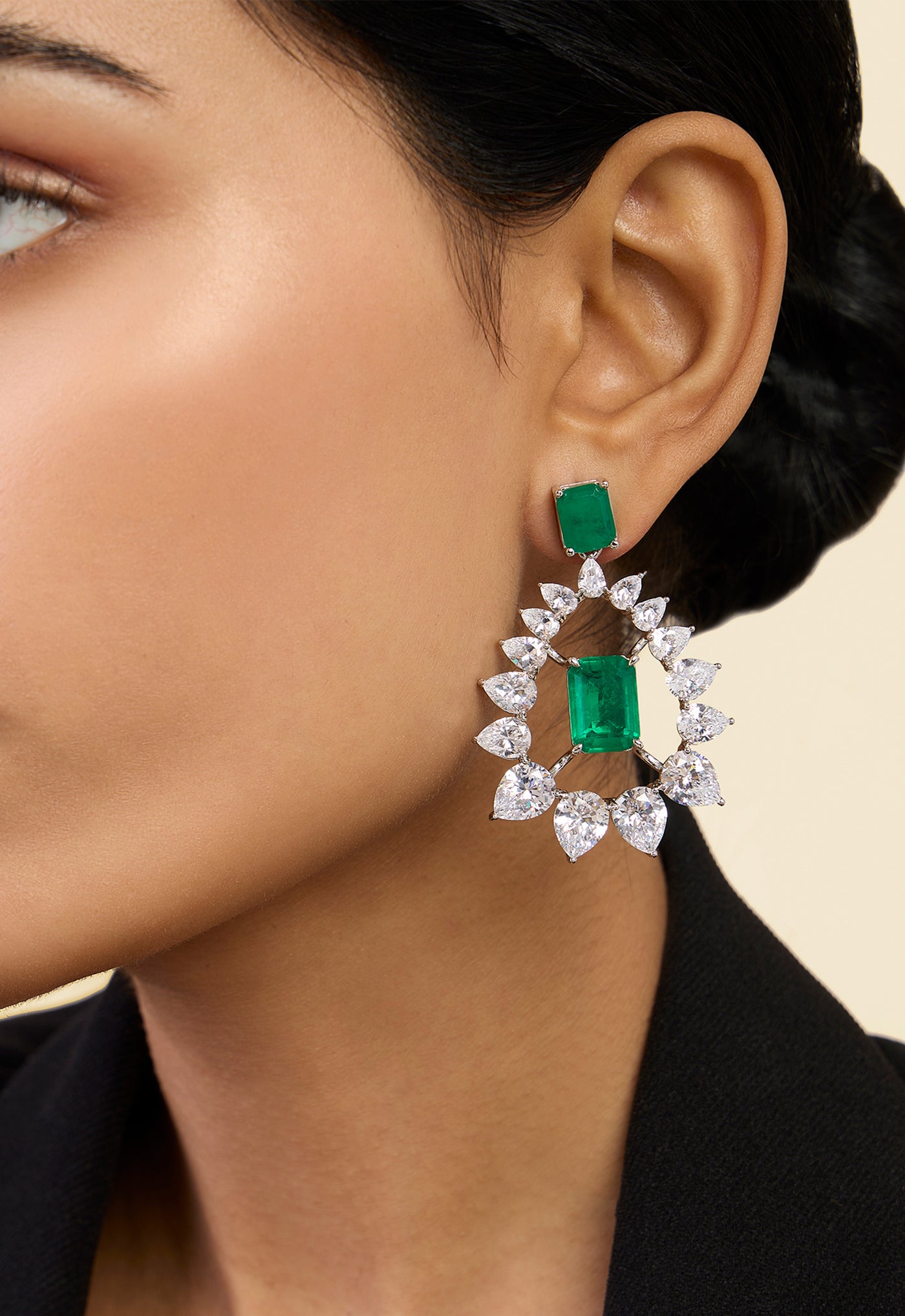 Isharya Indian Chandelier Statement Earrings In Rhodium Plating indian designer wear online shopping melange singapore