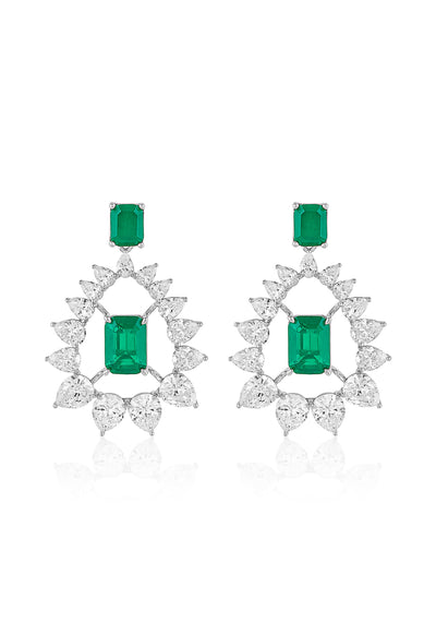 Isharya Indian Chandelier Statement Earrings In Rhodium Plating indian designer wear online shopping melange singapore