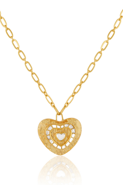 Love Mirror Pendant Necklace In 18Kt Gold Plated Isharya Indian Designer Wear Melange Singapore Online Shopping