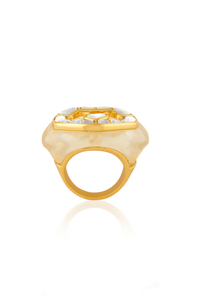 Love Mirrors Bombe Ring In 18Kt Gold Plated Indian Designer Wear Melange Singapore Online Shopping Isharya