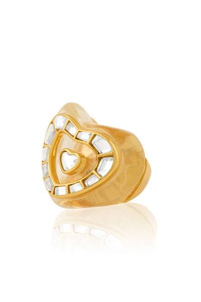 Love Mirrors Bombe Ring In 18Kt Gold Plated Indian Designer Wear Melange Singapore Online Shopping Isharya