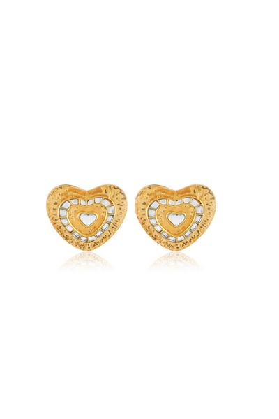 Love Mirrors Small Studs In 18Kt Gold Plated Melange Singapore Online Shopping Isharya Indian Designer Wear