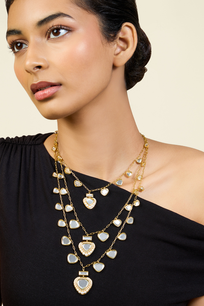 Maharani Layered Statement Necklace In 18Kt Gold Plated Isharya Melange Singapore Online Shopping Indian Designer Wear