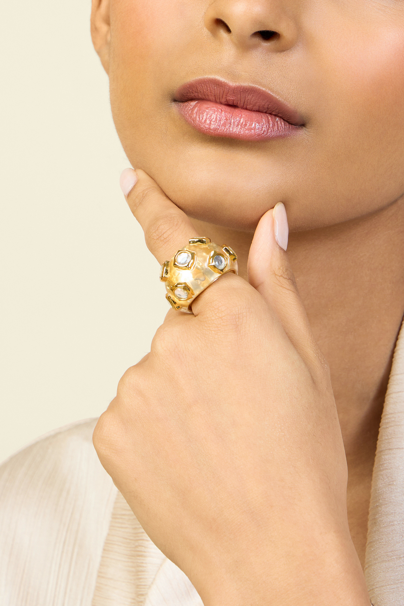 Mahenoor Bombe Ring In 18Kt Gold Plated Isharya Indian Designer Wear Melange Singapore Online Shopping