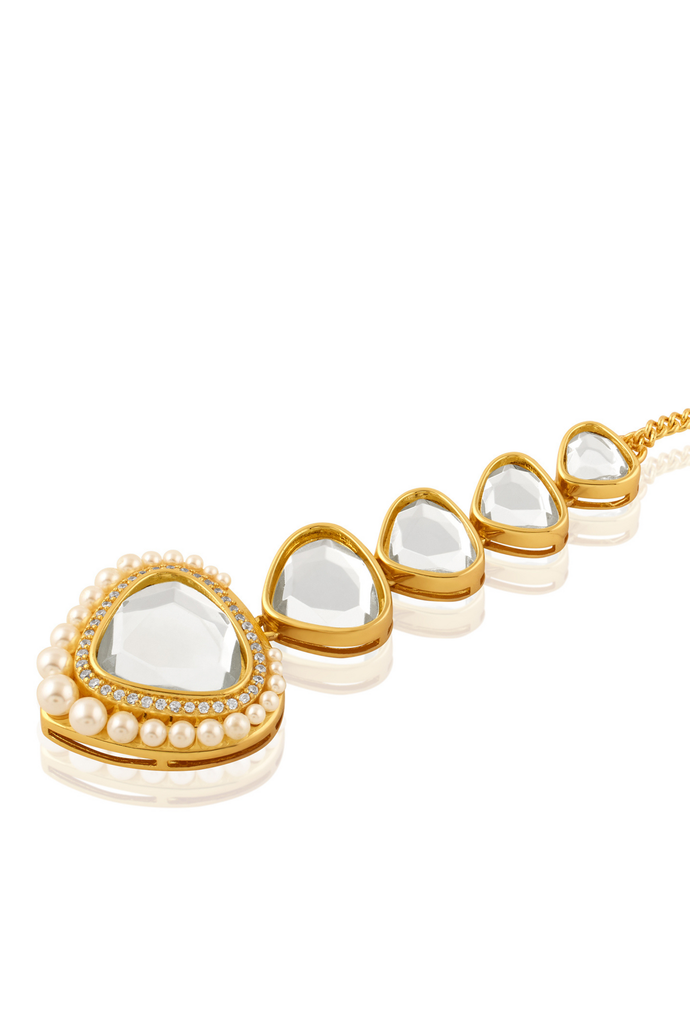 Mirror Boondein Maang Tikka In 18Kt Gold Plated