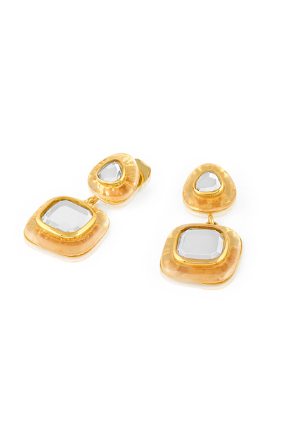 Mirror Drop Libra Earrings In 18Kt Gold Plated Indian Designer Wear Online Shopping Melange Singapore Isharya