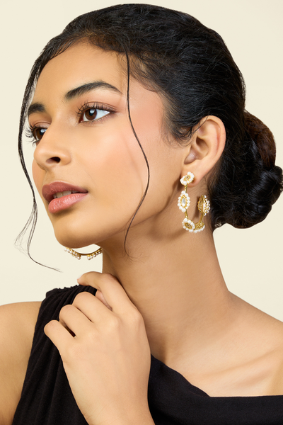 Mirror Moti Big Hoops In 18Kt Gold Plated