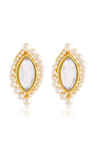 Mirror Moti Small Studs In 18Kt Gold Plated Isharya Online Shopping Melange Singapore Indian Designer Wear Gifting