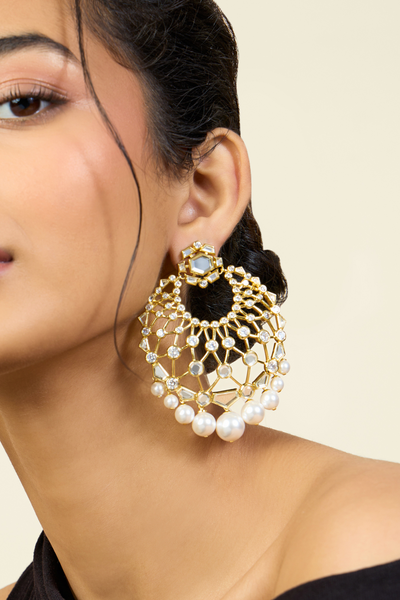 Noor Moon Baali In 18Kt Gold Plated Melange Singapore Pearl Online Shopping Indian Designer Wear Isharya