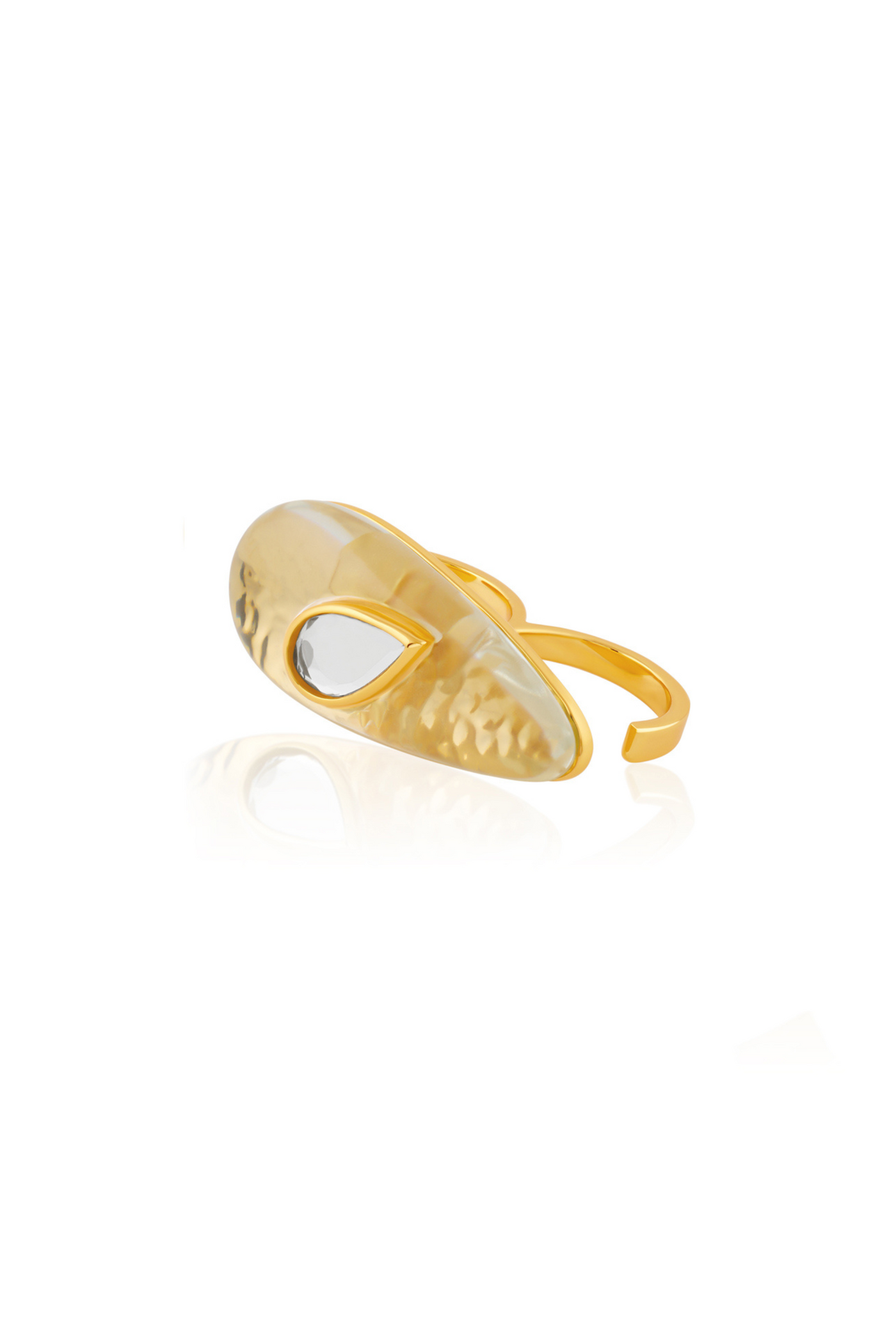 Noor Two Finger Ring In 18Kt Gold Plated