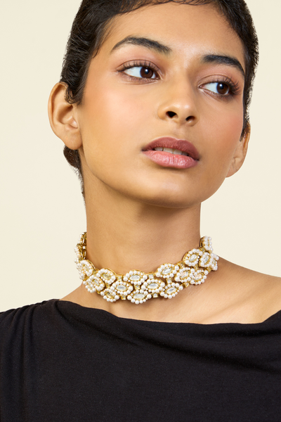 Noor Wide Choker In 18Kt Gold Plated Melange Singapore Online Shopping Indian Designer Wear Isharya