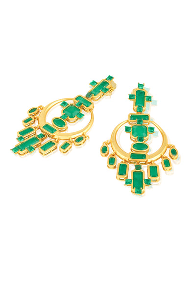 Isharya Oceana Green Danglers indian designer wear online shopping melange singapore
