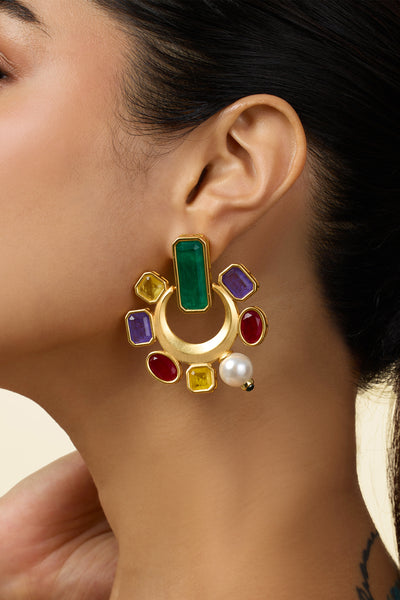 Isharya Opulent Gemstone Studs indian designer wear online shopping melange singapore