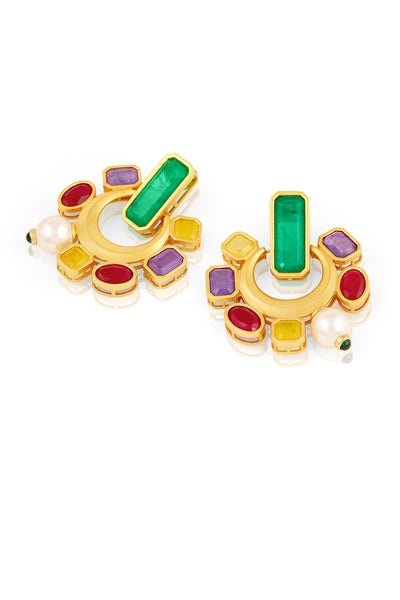 Isharya Opulent Gemstone Studs indian designer wear online shopping melange singapore