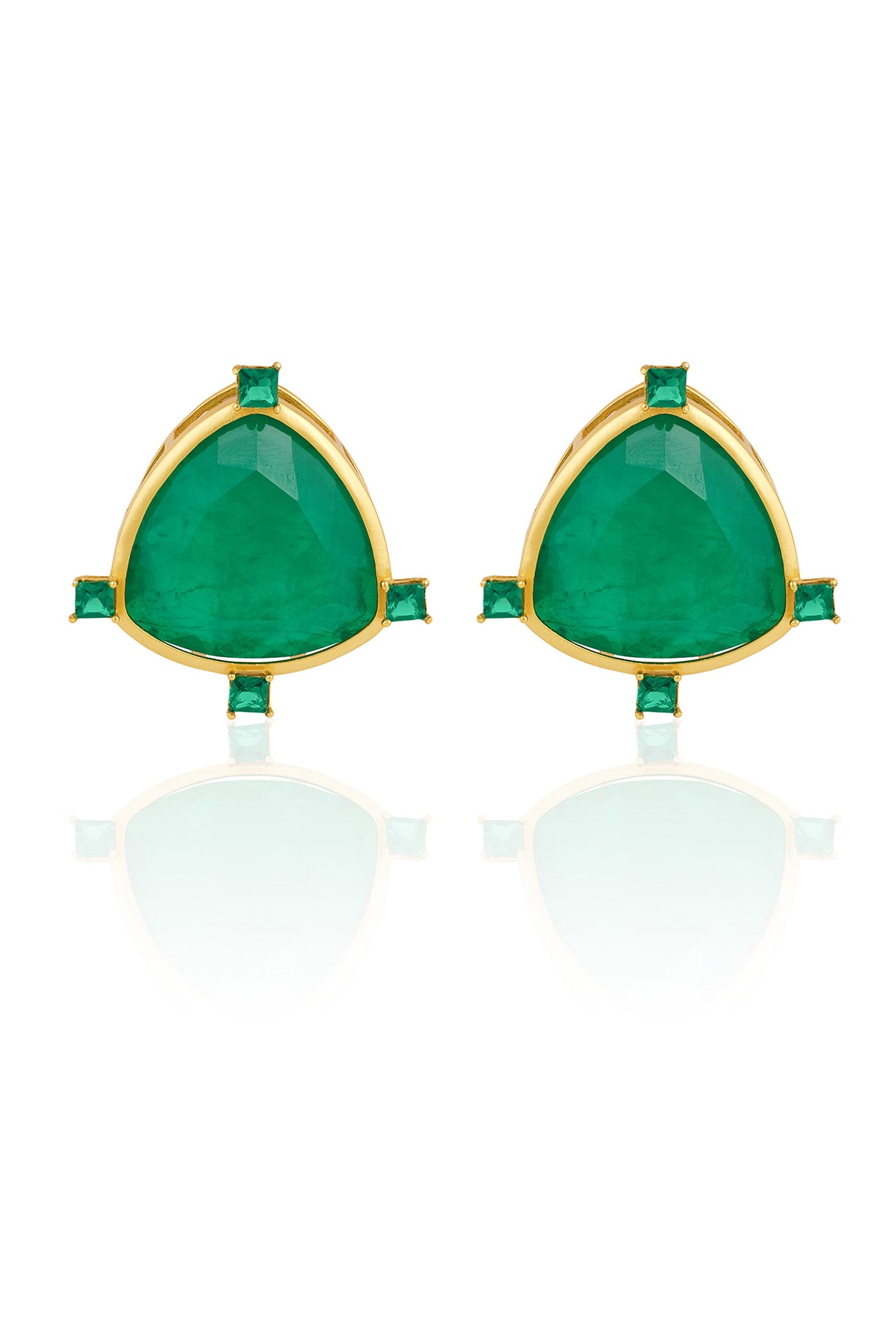 Isharya Petit Emerald Studs indian designer wear online shopping melange singapore