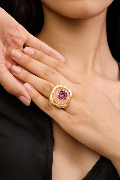 Isharya Pink Amethyst Ring In 18kt Gold Plated indian designer wear online shopping melange singapore