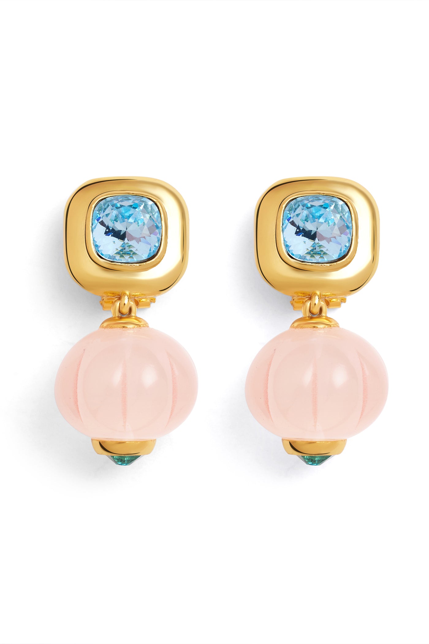 Isharya Pink Aquamarine Earrings In 18kt Gold Plated indian designer wear online shopping melange singapore