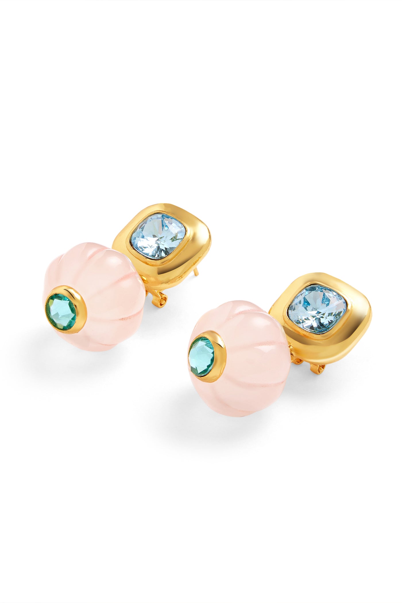 Isharya Pink Aquamarine Earrings In 18kt Gold Plated indian designer wear online shopping melange singapore