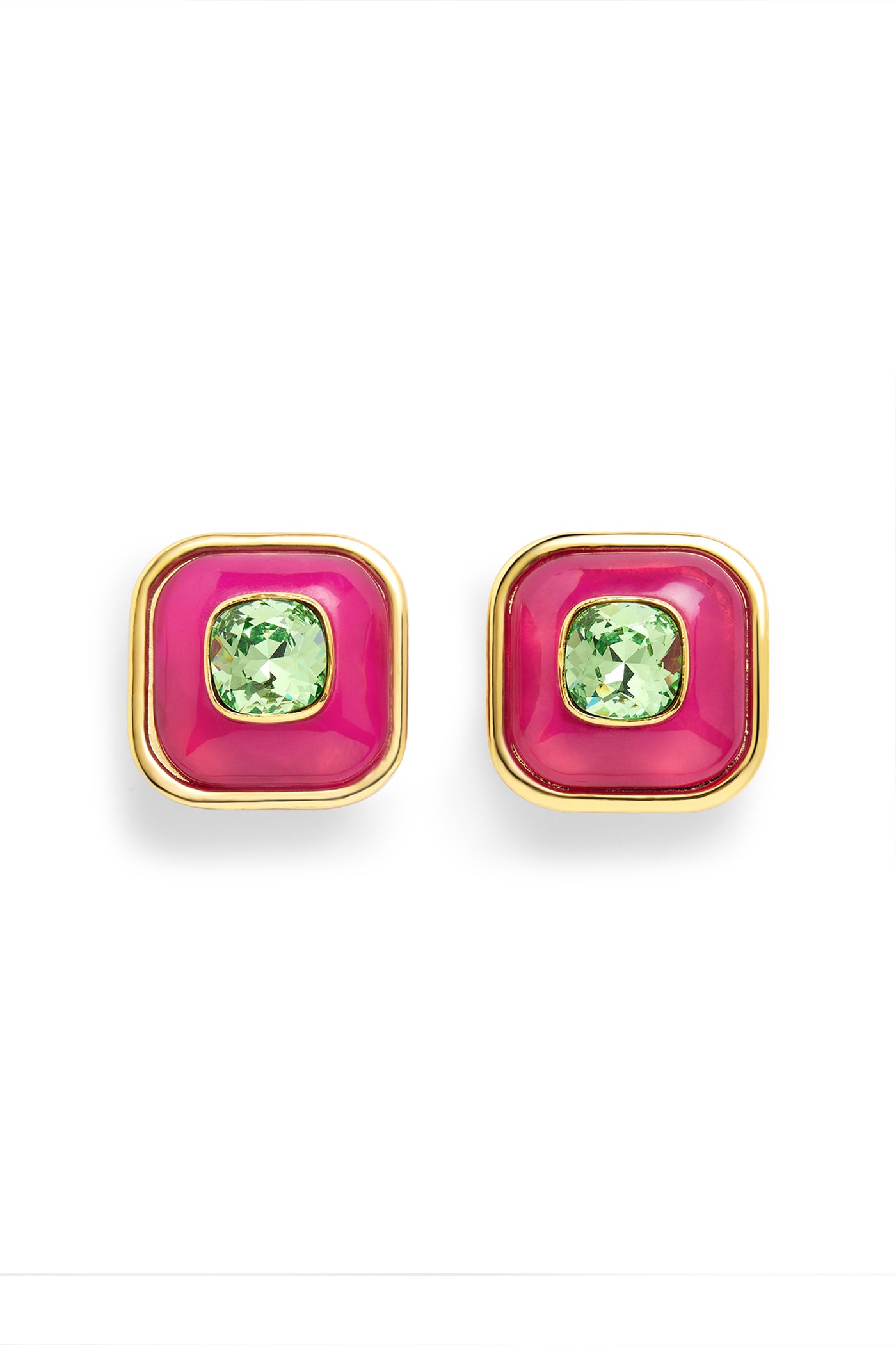 Isharya Pink Green Classic Studs In 18kt Gold Plated indian designer wear online shopping melange singapore