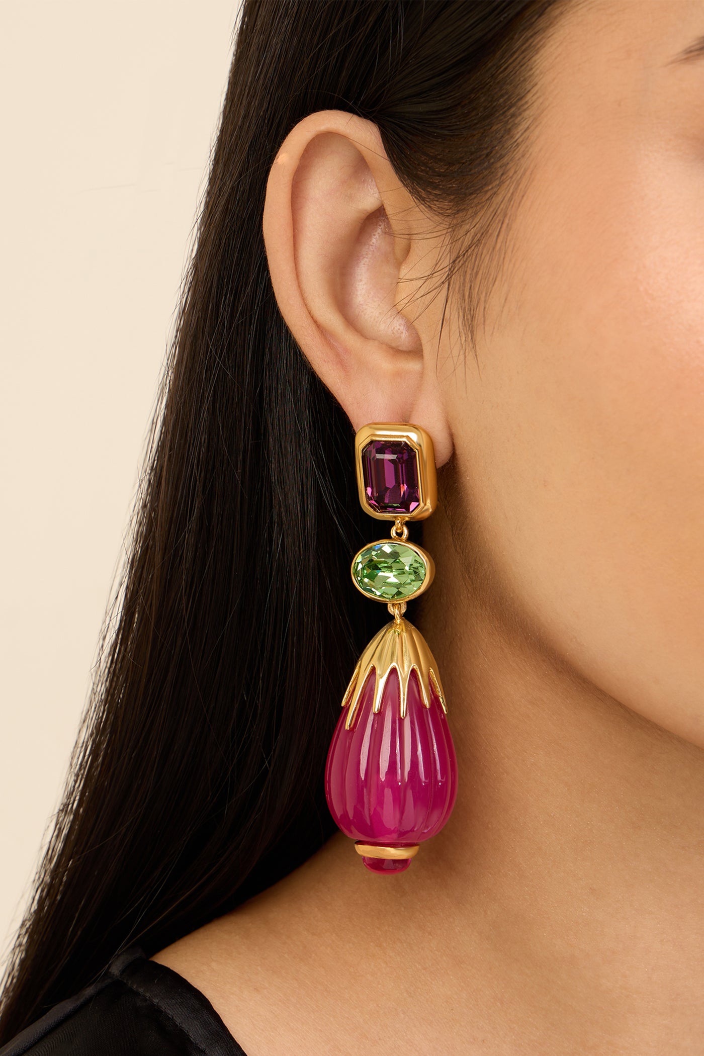 Isharya Pink Tourmaline Earrings In 18kt Gold Plated indian designer wear online shopping melange singapore